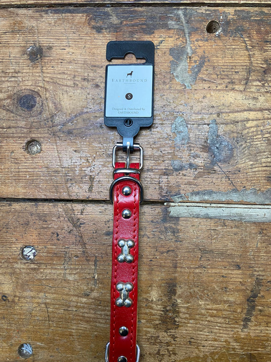 Earthbound, Bone Leather Collar, Red